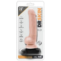 Dr. Skin Vibrating Cock with Suction Cup-Vanilla 7.5"