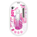 Wet Dreams Dream Boy Vibrating Jelly Dildo-Clear Magenta 6"